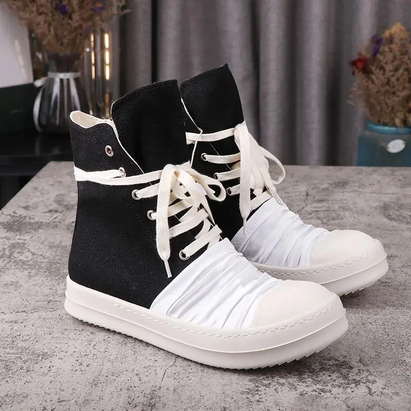 Retro shoes Women High Shoes Casual Canvas Jumbo Lace Up outdoor shoes Men  designer Sneakers Luxury  Autumn Flats Black Boots