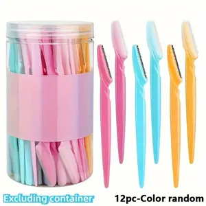 12pcs Stainless Steel Multi-Functional Facial Trimmers, Safety Protective Cover for Eyebrows, Body, Face, Bikini Area, for Women and Men, Eyebrow Styling Kit