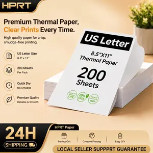 HPRT Thermal Paper US Letter Size for Inkless Portable Thermal Printer Compatible with HPRT/iDPRT/PRT Portable Printer MT620/MT610/MT800/M08F Continuous Folding,8.5" x 11" Size, 200 Sheets