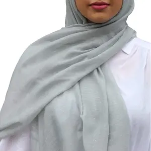Cotton Viscose Hijab with Glitter - Light Grey