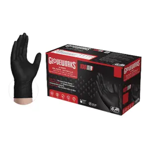 Ammex Gloveworks RDT Black Nitrile PF Ind Gloves 6 Mil Ammex Gloveworks RDT Black Nitrile PF Ind Gloves 6 Mil