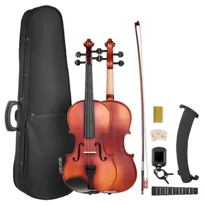 VEVOR Violin 4/4 Full Size for Adults, Violin Fiddle Set for Beginners Student with Hard Case, Rosin, Bow, Shoulder Rest, Bridge, Tuner and Extra Strings, Professional Solidwood Instruments (Black)VEVOR Super Brand Day