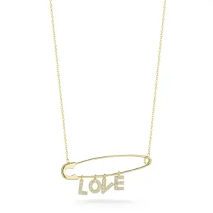 Love Safety Pin Necklace