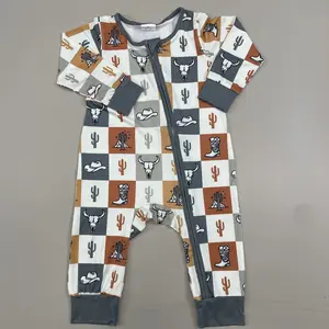 baby boy clothes western clothes baby stuff cow hat boy zip romper newborn sleep wear