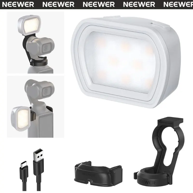 NEEWER M21 Magnetic Auxiliary Light Compatible with DJI OSMO Pocket 3 Gimbal Camera Creator Combo, Rechargeable Mini LED Fill Light Attachment for Selfie Vlog Video Recording, USB C Charging