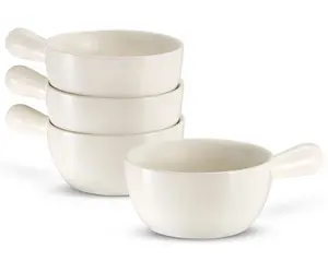 French Onion Soup Crocks, 24 oz, Set of 4 Bowls Ceramic