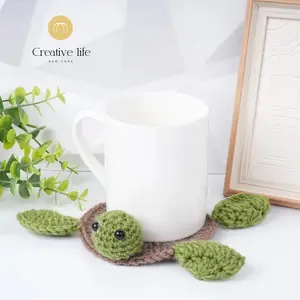 Handmade Crochet Turtle Coaster, Insulation Mat for Cup, Tableware Decoration, Perfect Gift for Turtle Lovers, Kids,Valentine's Day