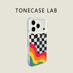 Retro Checkerboard Wave TPU Phone Case fits iPhone 17 Pro iPhone 16 Pro Max 15 Plus 14Pro 13 12 11 XS Max XS XR & Samsung Galaxy S25 Ultra S24 Plus S23 shockproof protective case wavy grid pattern trendy aesthetic style