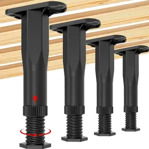 Adjustable Plastic Bed Frame Leg, 4 Counts Non-slip Height-enhancing Stability Risers with Knobs for Easy Height Adjustment, Home Furniture Hardware
