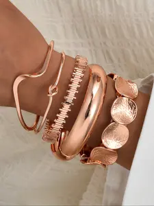 Women's Bangle Bracelet Set, Trendy Stack Bangle, Iron Material, Casual Style, All-Season Wear, Simple Fashion Design, Perfect Daily Gift