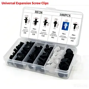 HE26 100pcs Universal Expansion Screw Clips Set, Expansion Screws for Cars, Multipurpose Fasteners for Mudguard Leaf Plates Door Panels