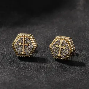 Premium Iced Out Square Cross Studs - 5A Zircon Hiphop Earrings for Cool Guys (Multiple Styles)