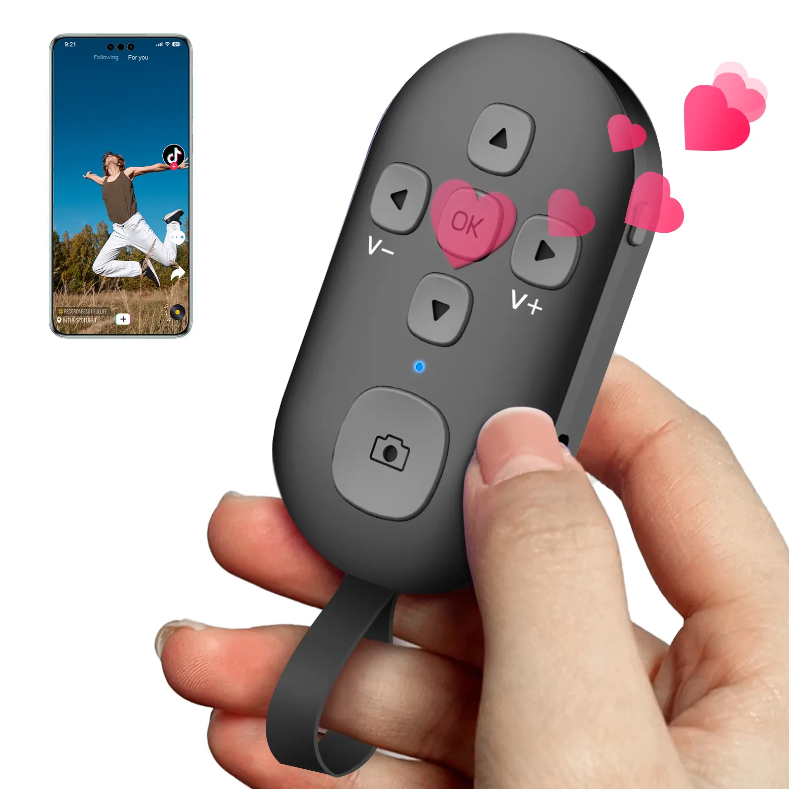 SEANCHEER C01 TikTok Scrolling Remote Control for Phone, Page Turner for Kindle App, Camera Shutter Controller for Photo and Video, Connect via Bluetooth, USB-C Charging