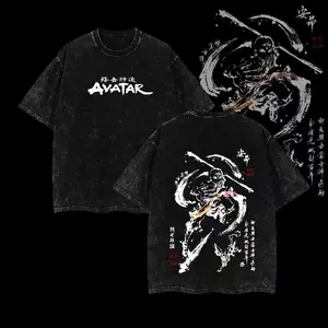Aang Shirt, Avatar the Last Airbender Shirt, Animated Shirt, Vintage T-Shirt Menswear Top Underwear Tshirt The Last Air Nomad - The Avatar Anime Double Printed  Washed Tee Unisex Oversize Anime Manga