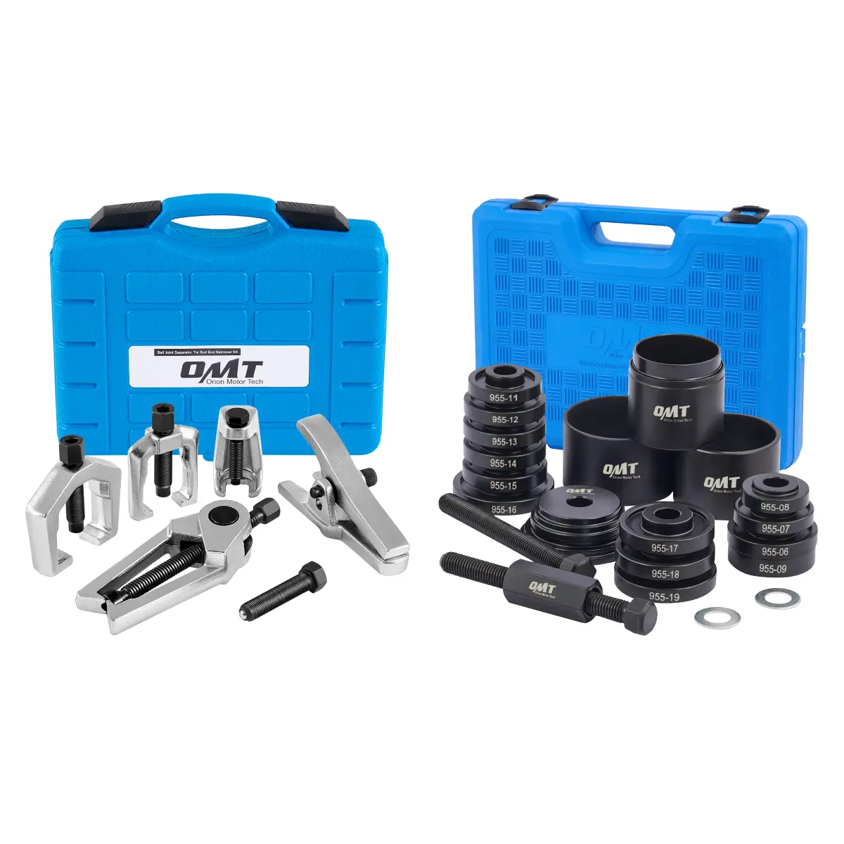 Orion Motor Tech 29PC 2-in-1 Wheel Bearing & Front End Service Hand Tool Combo Kit, Heavy Duty Bearing Puller Press Set with Ball Joint Separator, Tie Rod Removal Tools, Sliding Screws for Cars Trucks, 24 Piece Workshop Blue Kit