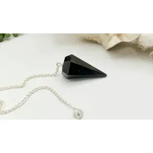Black Tourmaline Pendulum Pendulum w/Silver Plated Chain