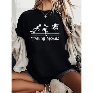 100% Cotton Musical Taking Notes Music Lovers Vintage Teachers Funny T-Shirt Summer Tops For Women