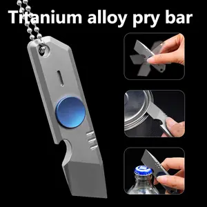 360 Degree Rotating Tc4 Titanium Pry Bar, Multi-Functional Edc Tool, Bottle Opener Pocket Clip, Outdoor Camping Compact Daily Carry Tool