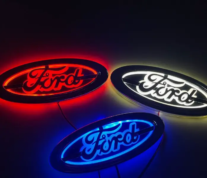 Illuminated LED Ford Car Emblem Badge, Glowing Front Rear Grille Tailgate Logo, Waterproof Aftermarket Auto Exterior Modified Decor Accessories