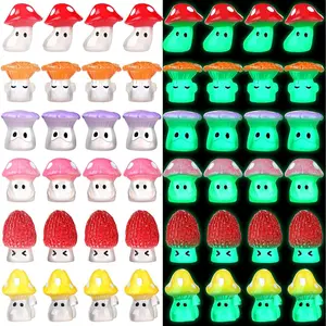 96 Luminous Glow in The Dark Mini Mushrooms Bulk   Mushroom Figurines Cute Miniature Crafts for DIY Fairy Terrarium Landscape Statue Garden  Dollhouse Aquarium Decoration(Classic)