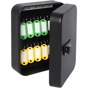 Secure Key Box with Combination Lock, Key Cabinet Wall Mount Lock Box with 20 Hooks, 7 4/5" x 6 1/5" x 2 4/5"