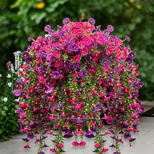 2/4/6 Pack Artificial Hanging Dendrobium Orchid PurpleFlowers, Fake Hanging Plants with Vivid & Long-LastingColor, Indoor & Outdoor Decor for Garden, Window Sill SummerVibes