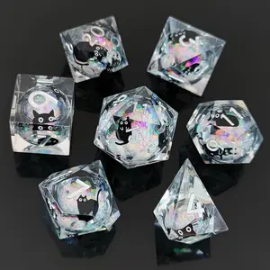 Resin Liquid Core Dice Set for DND Dungeons & Dragons TRPG Table Games and Cthulhu Role-Playing Games