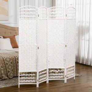4 Panel Room Separator Freestanding Privacy Screen Lets Light Through While Adding A Natural Textured Backdrop For Video Calls Or Bedroom Corners