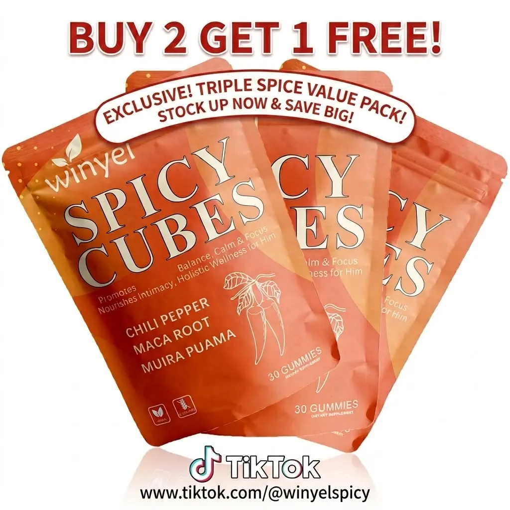 【BUY 2 GET 1 FREE】WINYEL Edible Spicy Gummy Cubes - Peach Flavor, 30 Ct, Natural Energy Boost Supplement Snack, Prop 65 Safe, Mood Support for Couples' Dietary Vitamin Wellness Needs