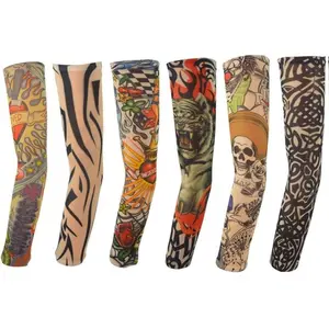 6 Pcs Tattoo Compression Sleeve, Arm Sleeves Covers, Temporary Tattoo & Sunscreen Sleeves