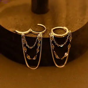 Delicate Stainless Steel Chain Hoop Earrings for Women & Girls, All-Season Casual Jewelry, High-Quality Earrings, Perfect Gift for Her