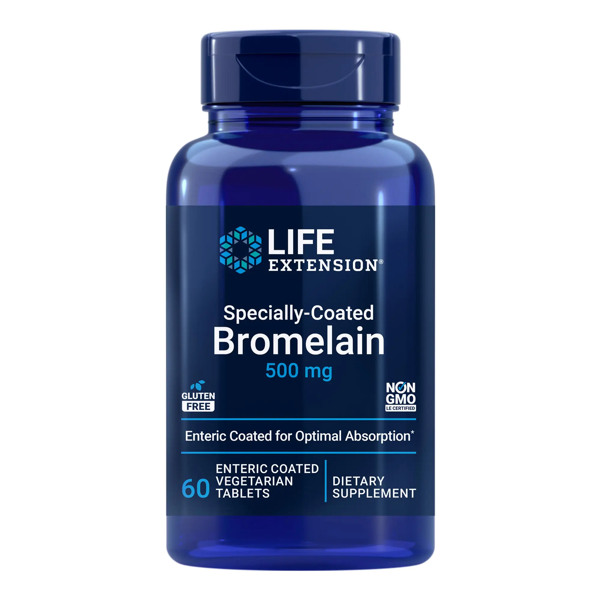 Life Extension Specially-Coated Bromelain 500 MG, 60 Enteric-Coated Vegetarian Tablets