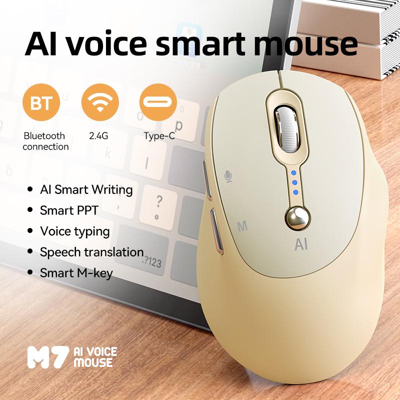 AI Voice Smart Mouse with New AI Model for Efficient Office Use One-Click Operation in Pink & White Ideal for Modern Office Tasks