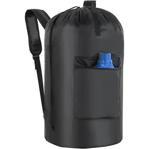 Large Laundry Backpack 100L Heavy Duty Travel Laundry Bags Hamper Bag with Adjustable Shoulder Straps Pocket Drawstring Closure Drying Do Not Exceed 176℉