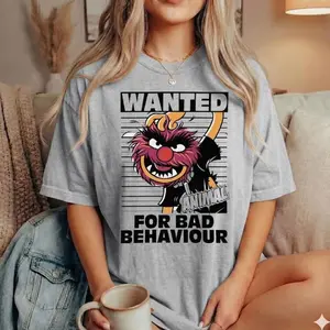 Animal The Muppets Shirt, Wanted Animal For Bad Behaviour Shirt, Retro Wild Monster Graphic Tee, Vintage 90s Cartoon Shirt DT90J
