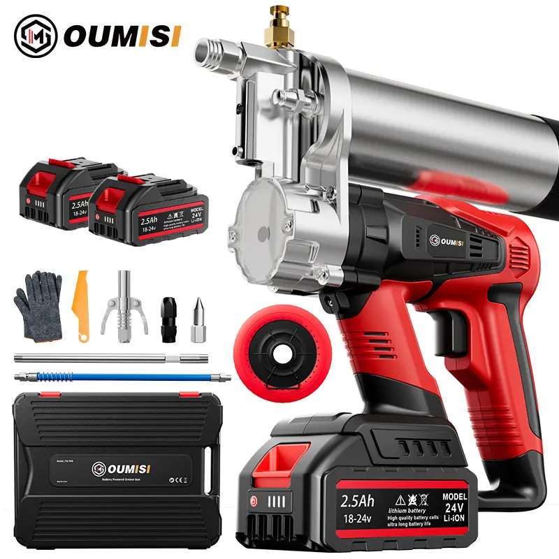 Cordless Grease Gun, High-Efficiency Easy-to-Use Electric Grease Gun, 6.5 oz/min 15500PSI Super High-Pressure Battery Powered Grease Tool Kit, Grease Tool with 2×4.0Ah Batteries and Charger