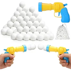 100 PCS Fake Snow Balls for Fights Indoor with Launcher,Soft Artificial Indoor Snowball Fight Set with Snow Bag,Winter Activities Vacation Essentials Christmas Games
