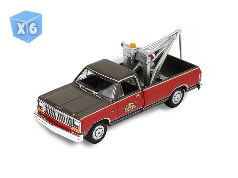 6 PACK 1983 Dodge Ram D-100 Royal SE w/ Drop-In Tow Hook – w/ Work Lights (The Hobby Shop Series 17) Diecast 1:64 Scale Model - Greenlight 97170B
