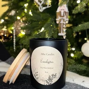 Soy Wax Candle 8 Oz Peppermint & Eucalyptus: Sweet peppermint and invigorating eucalyptus create a spa-like atmosphere. (Minty and Herbal) Freshener