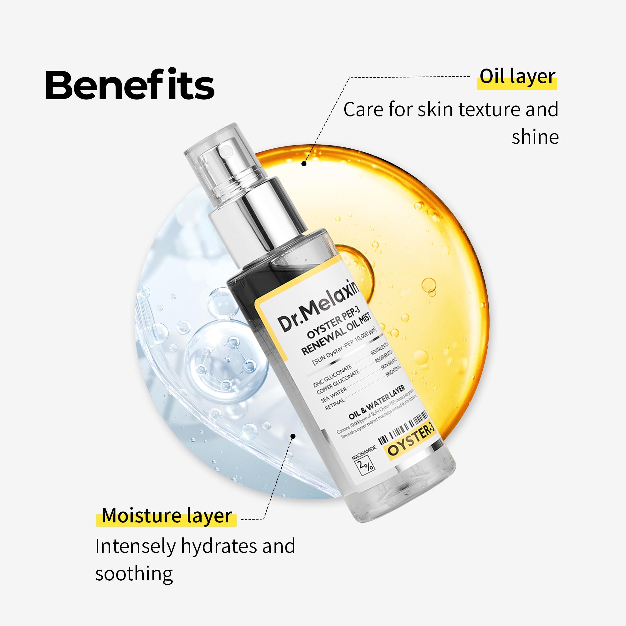 [Dr.Melaxin Official] Oyster Pep3 Renewal Oil Mist | Anti-Aging, Even Skin Texture, Elasticity | Korean Cosmetics | 3.38 fl.oz (100ml)
