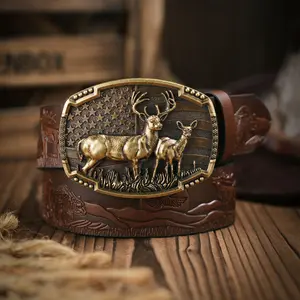 Western Cowboy Belt & Deer Buckle