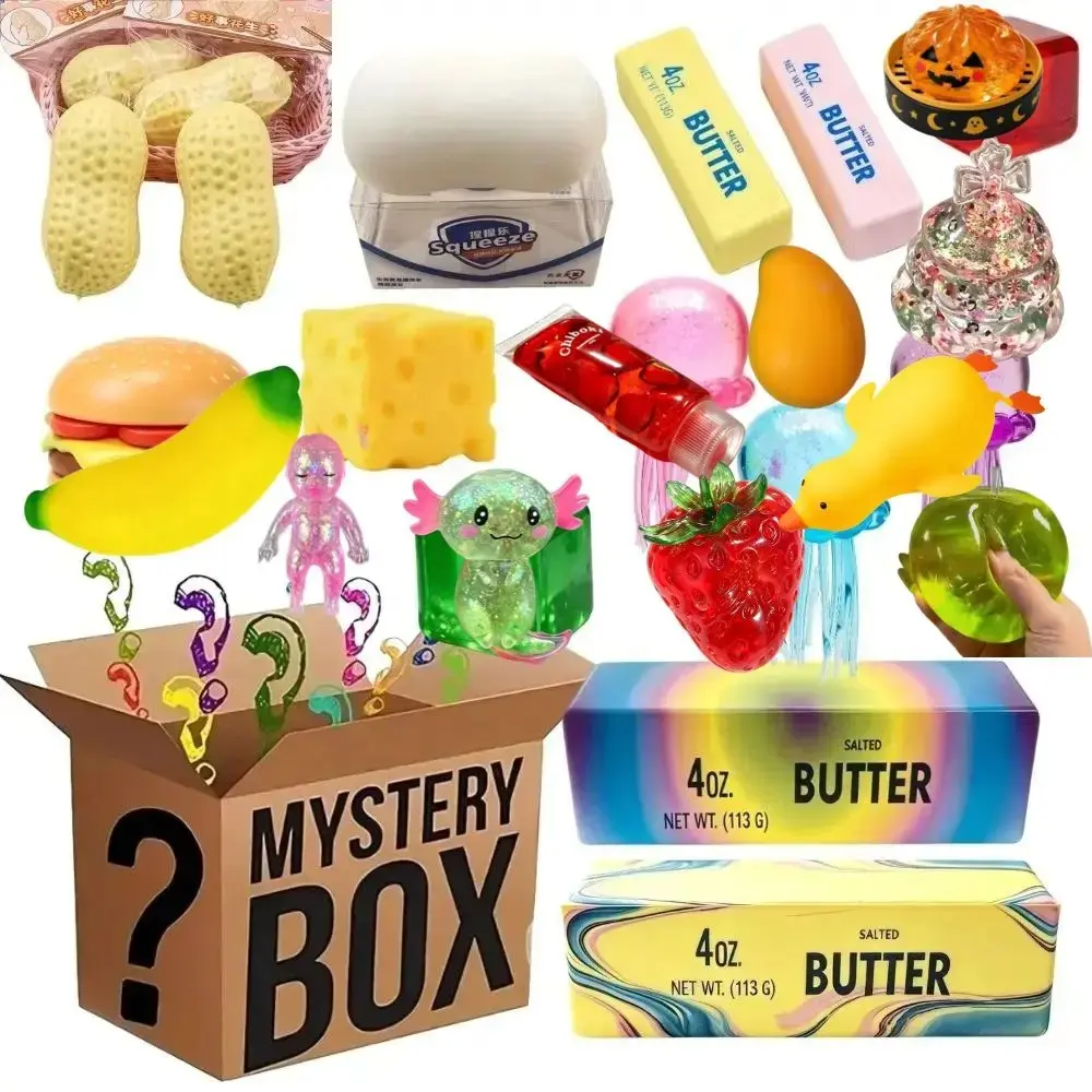 Hot Blind Box Mystery Kawaii Cat Paw Mochi Squishy, Simulated Food Fidget Toy, Cute Squeeze Foot Toy Antistress Stress-Relief