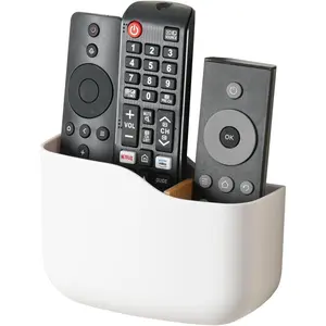 TV Remote Holder Wall Mount Remote Control Holder for Bed Universal Bedside Wall Remote Holder  Organizer Hole-Free Remote Control Holder (For 2 Or 3 Remote Controls-White-Quantity1