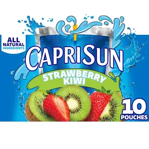 Capri Sun Strawberry Kiwi Flavored with other natural flavor Juice Drink Blend, 10 ct Box, 6 fl oz Pouches