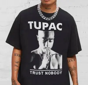 90s Rap Style Tupac Men's Trust Nobody Graphic Gift for Fans T Shirt