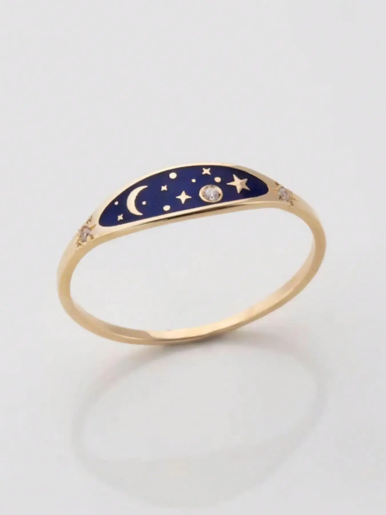 Elegant Star and Moon Design Ring, Twilight Fashion Jewelry for Party, Daily Clothing Decor, Trendy All-match and Exquisite Birthday Gift, Everyday Casual Beautiful Rings, Fashionable, essential