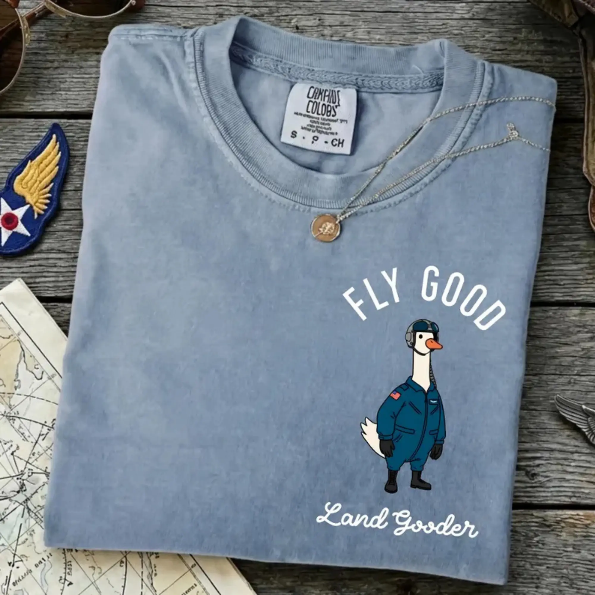 Comfort Colors Silly Goose Pilot Shirt – Custom Name Navy Aviator Tee, Airplane Lover Gift, Air Force Family, Retirement Gift