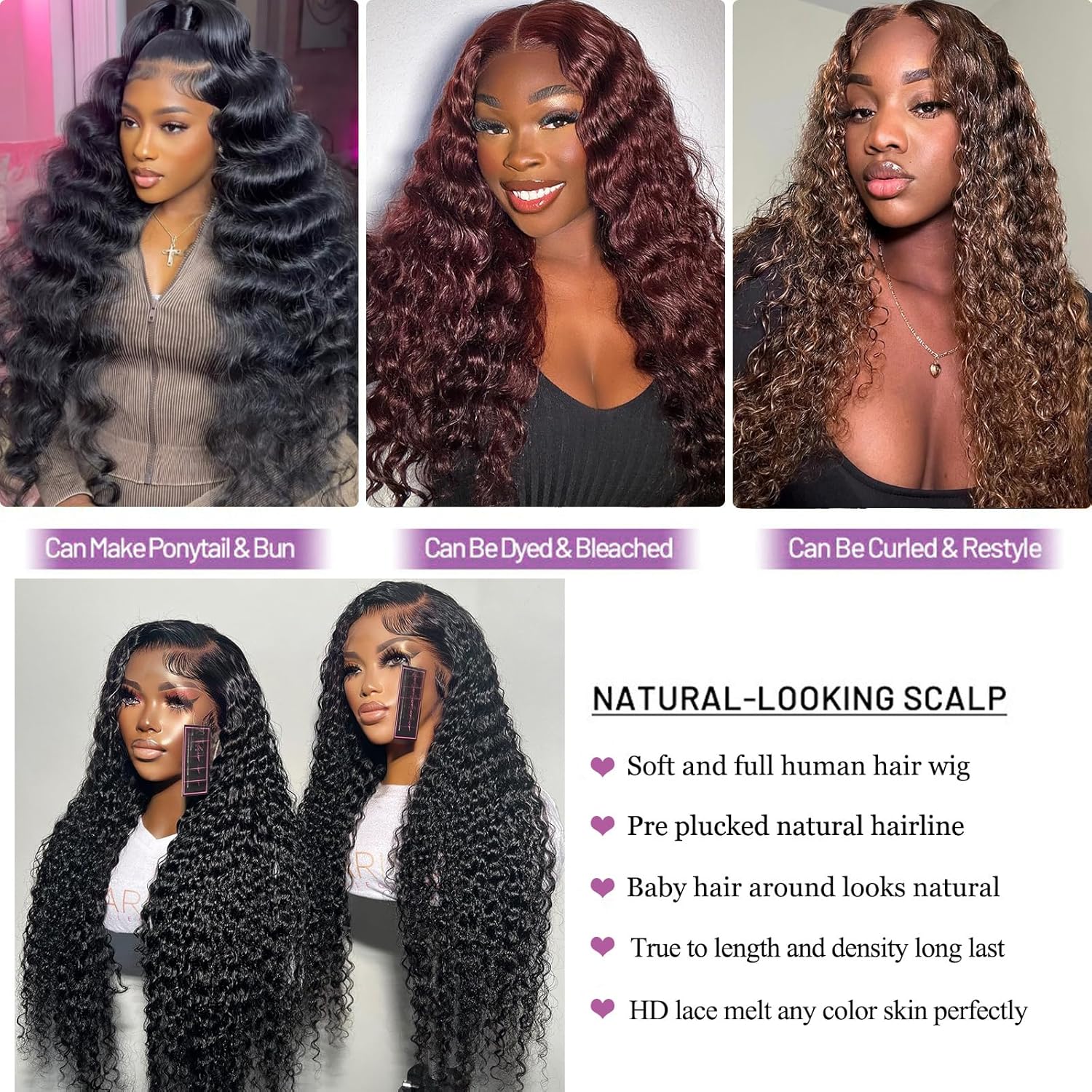 Bling Hair Deep Wave Wig 13x6 HD Lace Frontal Wigs Brazilian Deep Wave Curly Human Hair Wigs For Black Women Preplucked SpringStatements