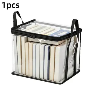 1count Heavy-Duty Transparent Storage Box with Flip Lid - Large Rectangular Organizer Box, Space-Saving Stackable Design, Suitable for Books, Clothing, Office, Home, Travel - Durable Plastic Storage Container for Household Organization, Storage Box