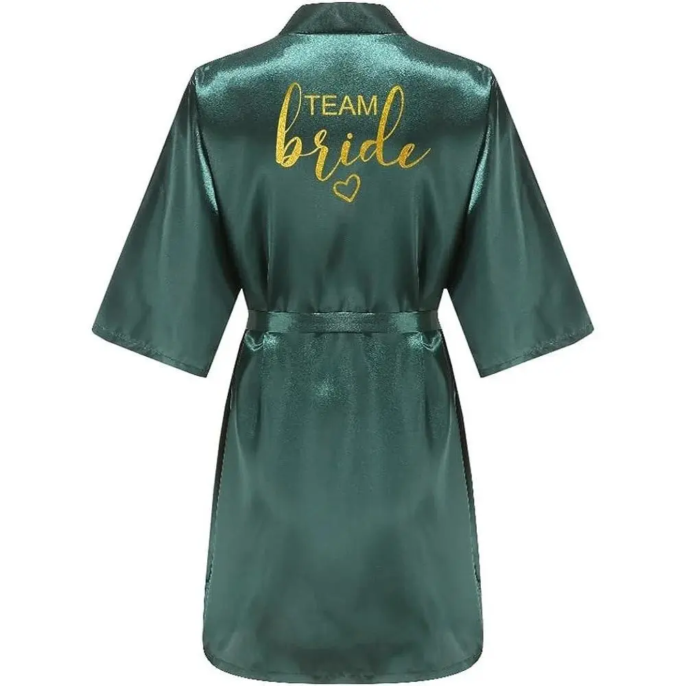 Wedding Party Team Bride Robe Kimono Satin Pajamas Bridesmaid Bathrobe Gold Letter SP093 Wedding Party Team Bride Robe Kimono Satin Pajamas Bridesmaid Bathrobe Gold Letter SP093
